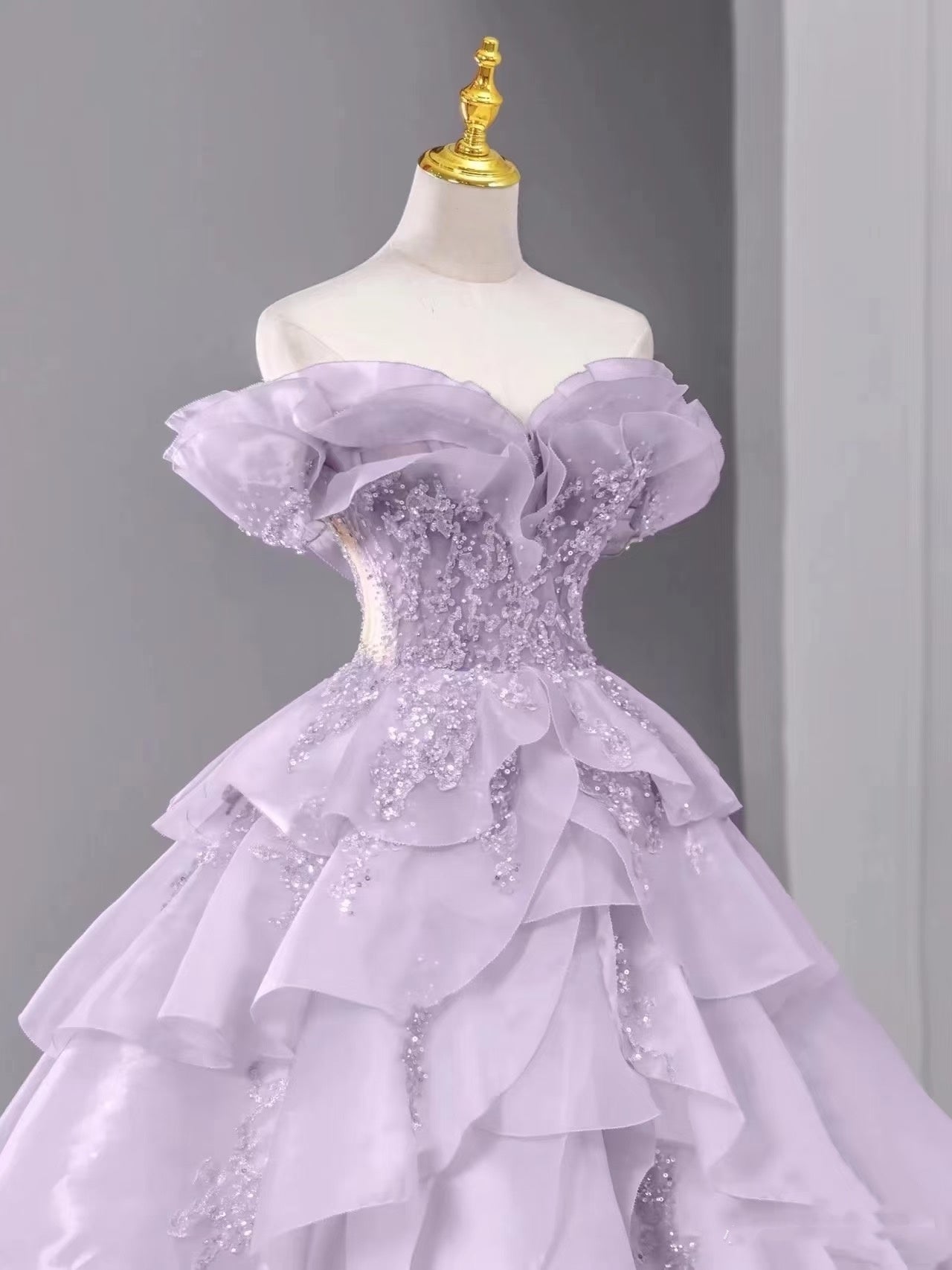 Fairy A Line Off The Shoulder Lilac Prom Dresses Evening Dress P2045