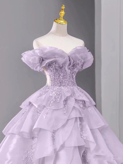 Fairy A Line Off The Shoulder Lilac Prom Dresses Evening Dress P2045