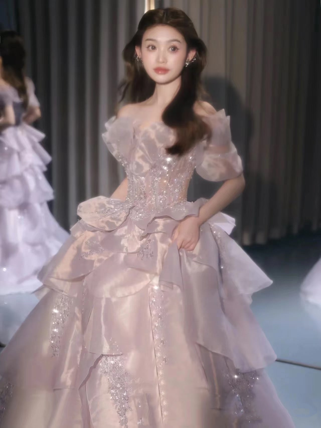 Fairy A Line Off The Shoulder Lilac Prom Dresses Evening Dress P2045
