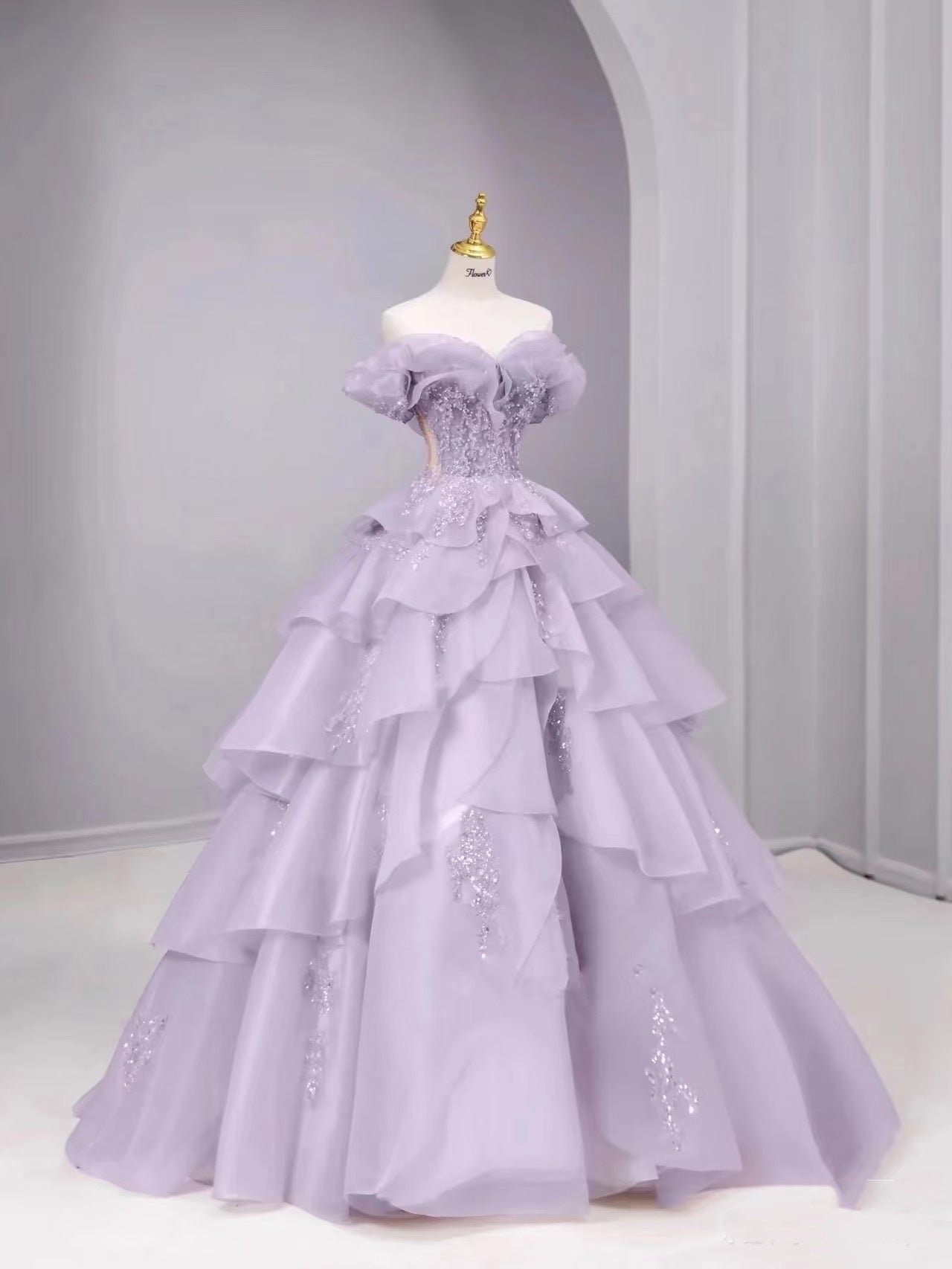 Fairy A Line Off The Shoulder Lilac Prom Dresses Evening Dress P2045
