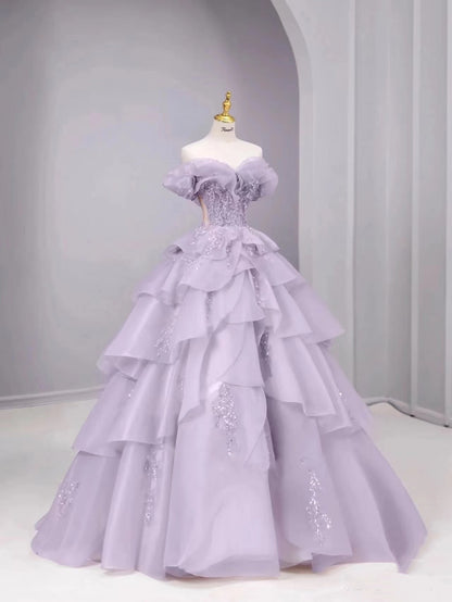 Fairy A Line Off The Shoulder Lilac Prom Dresses Evening Dress P2045