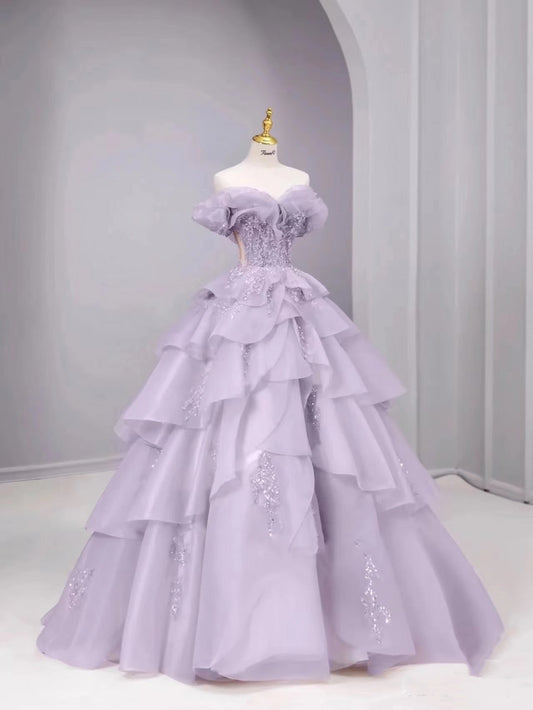Fairy A Line Off The Shoulder Lilac Prom Dresses Evening Dress P2045