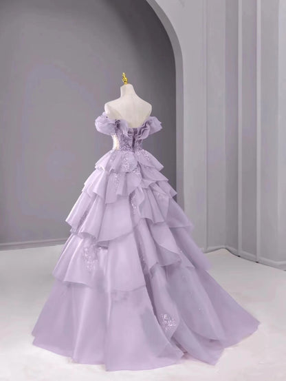 Fairy A Line Off The Shoulder Lilac Prom Dresses Evening Dress P2045