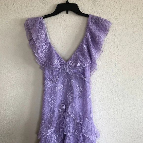 Vintage Lilac A-Line Lace Tiered Prom Dress Party Dress Evening Dress TP4503