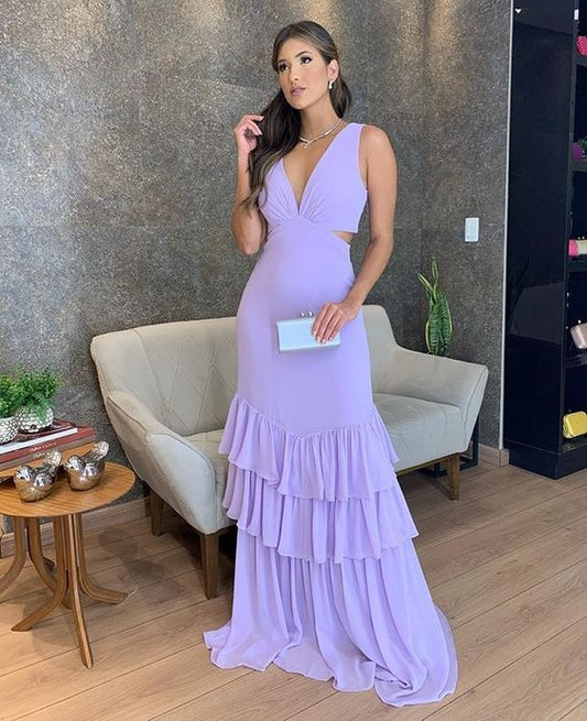 Mermaid Lilac Long prom Dress Party Dress 22th Birthday Outfits P2110