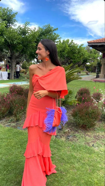 Elegant Mermaid Long One Shoulder Prom Dress 22th Birthday Outfits P2121