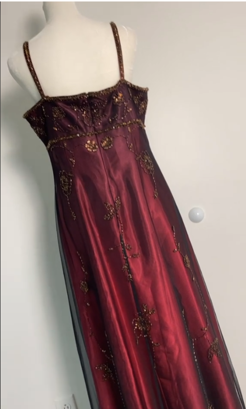 Sexy A Line Spaghetti Straps Burgundy Long Evening Dress Party Dress Prom Dresses P2412