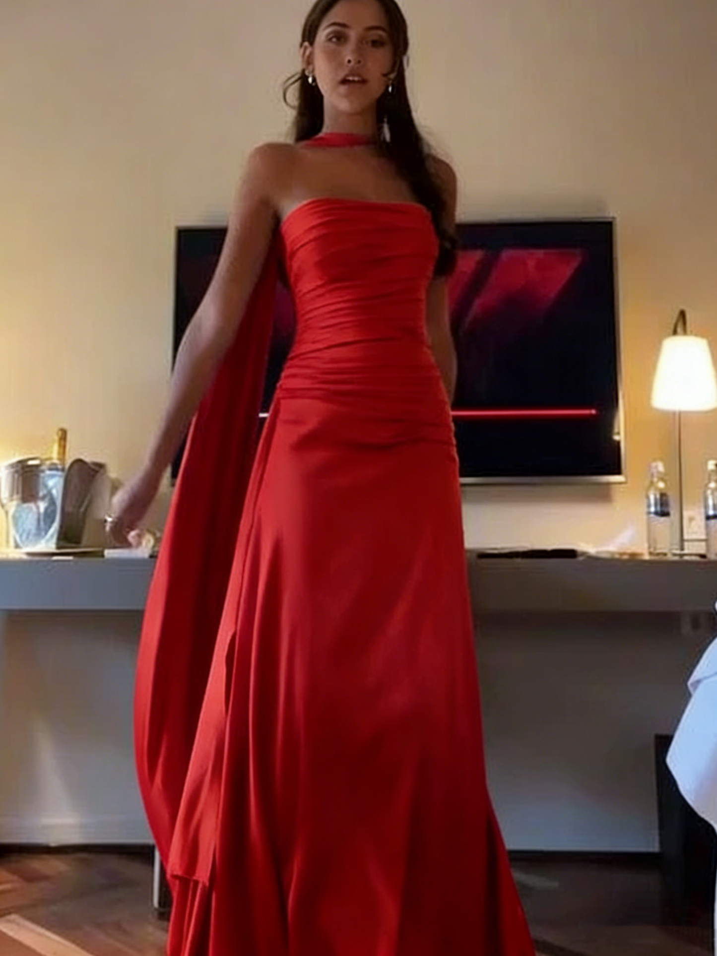 Simple A line Spaghetti Straps Blue Satin Prom Dresses Birthday Outfits P2450