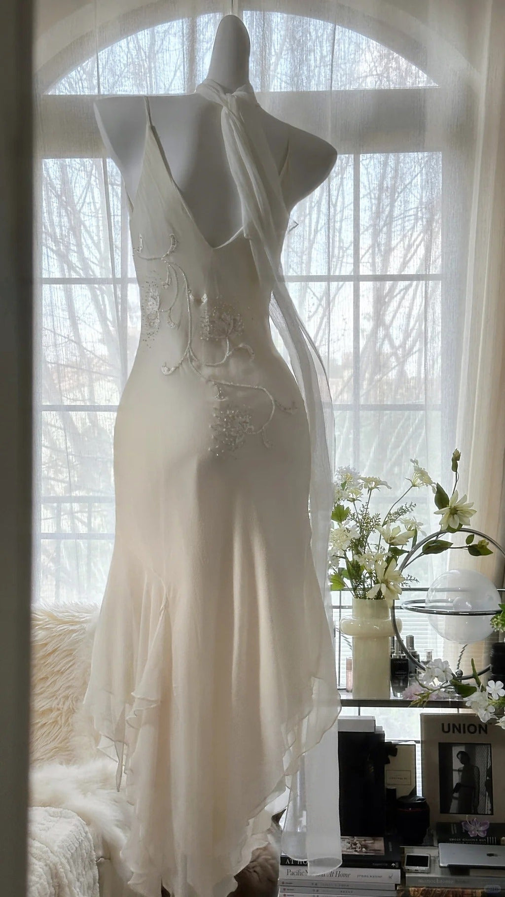 Pure and Elegant Chiffon Strap Beaded Mermaid Prom Dress