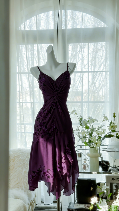 Fresh Yellow Floral Beaded Knotted Chiffon Prom Dress P3302