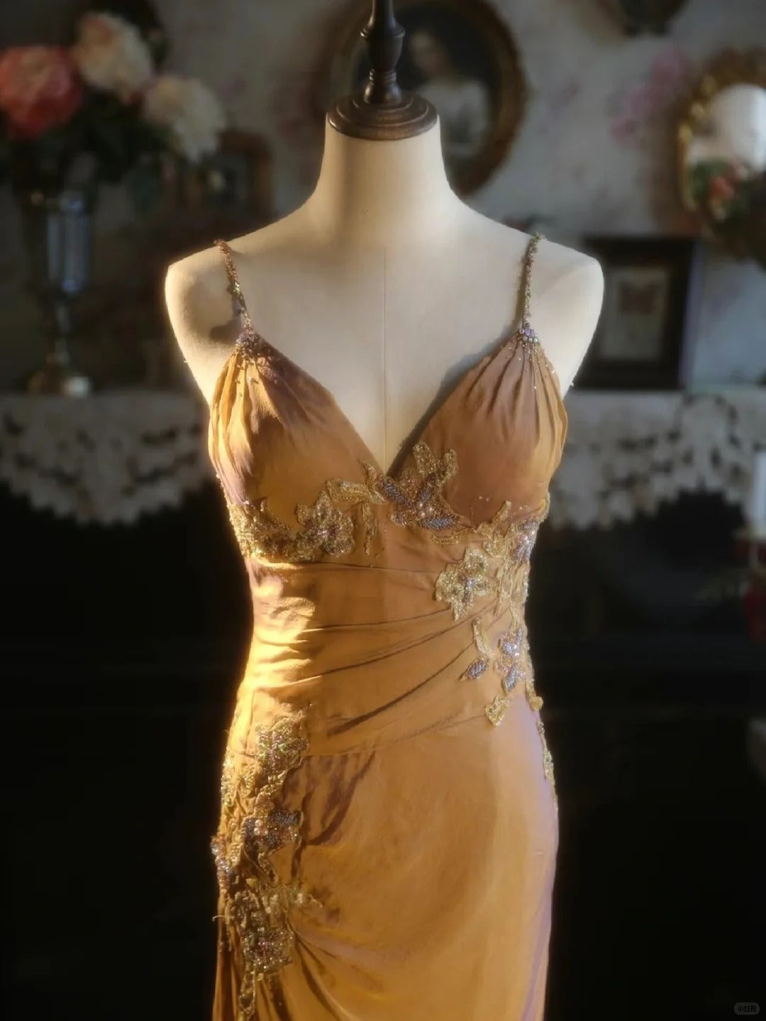 Beautiful Mermaid Spaghetti Strap Beaded Long Prom Dress P3425
