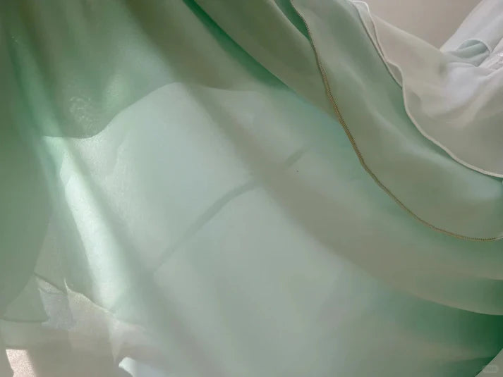 Gorgeous Shiny Beaded Spaghetti Strap Ruffles Chiffon Mermaid Prom Dress Evening Dress TP4307
