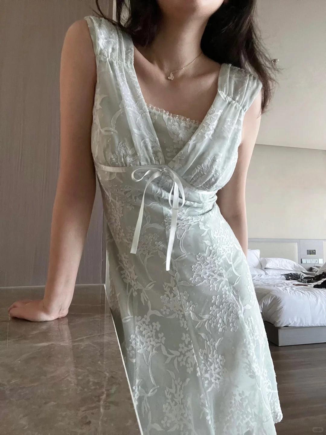 Beautiful Light Green Sleeveless Lace Elegant Birthday Party Homecoming Dress P3487