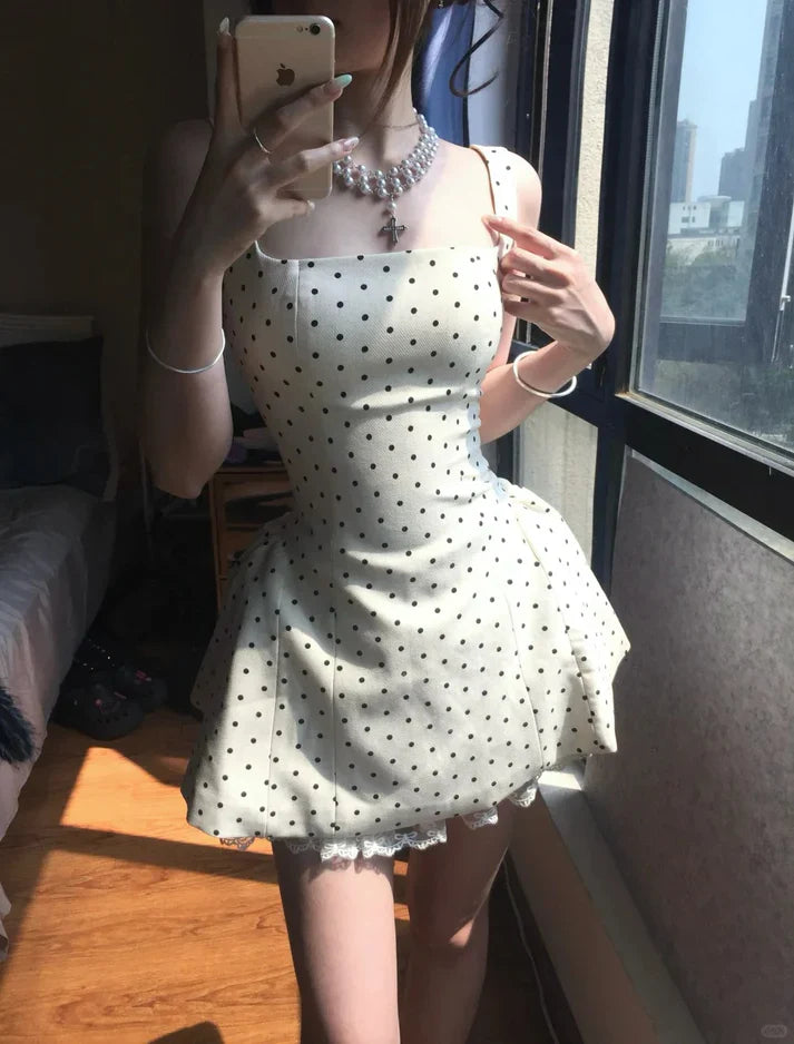 Vintage Polka Dot A-Line Lace-up Short Party Dress Cocktail Dress Homecoming Dress TP4466
