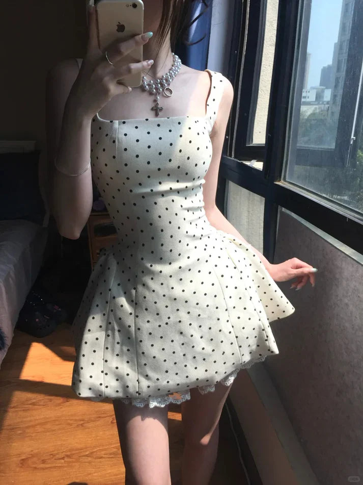 Vintage Polka Dot A-Line Lace-up Short Party Dress Cocktail Dress Homecoming Dress TP4466