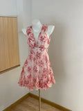 Cute Pink Floral Backless Design A-line Party Dress Homecoming Dress TP4080