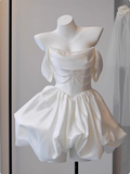 Cute Satin Short Party Night Dress Semi Formal Dresses