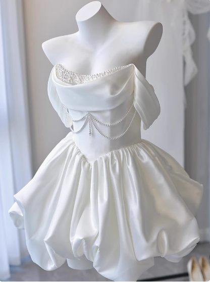 Elegant Satin One Shoulder Short Birthday Dress Homecoming Dress P3736
