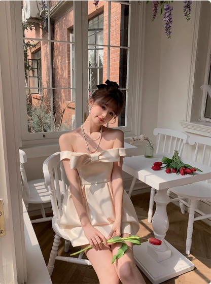 Princess Bow Satin One Shoulder Birthday Dress Homecoming Dress P3913
