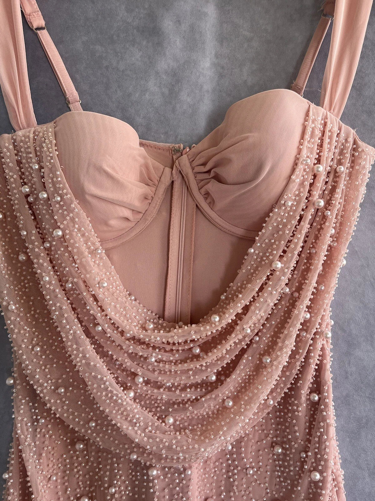 Cute Pink Suspender Hollow Beaded Hip-hugging 17th Birthday Homecoming Dress P3950