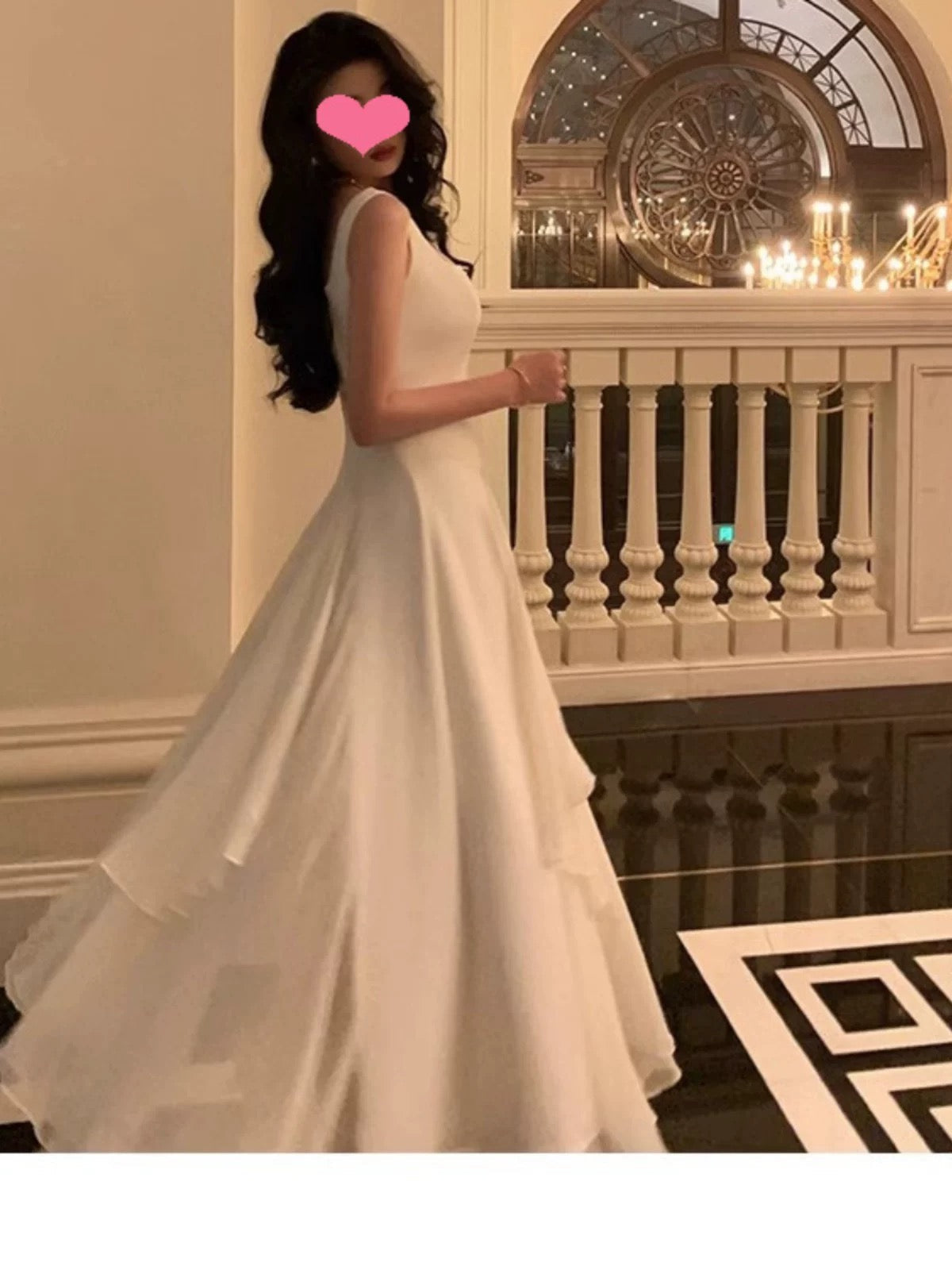 A Line Square Neck Prom Dress, Ankle Length Birthday Outfits P447