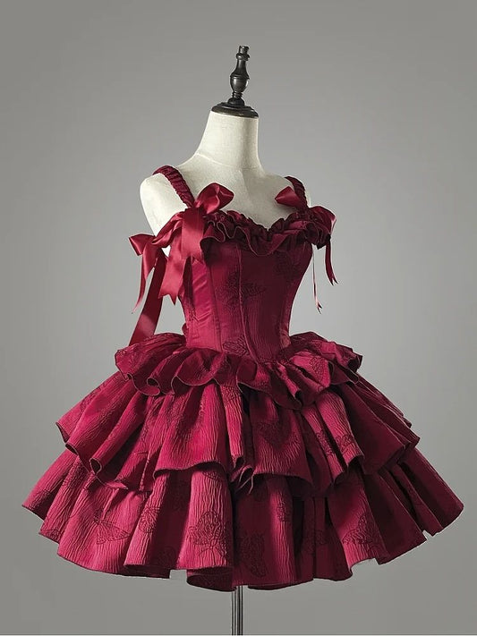 Lovely Homecoming Dress Red Straps Pleated Short Birthday Party Dress Cocktail Dress     P4972