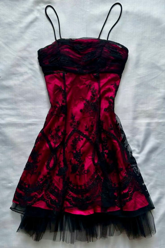 Stunning Homecoming Dress Red Spaghetti Straps Tulle Cocktail Dress Short Birthday Party Dress P4977