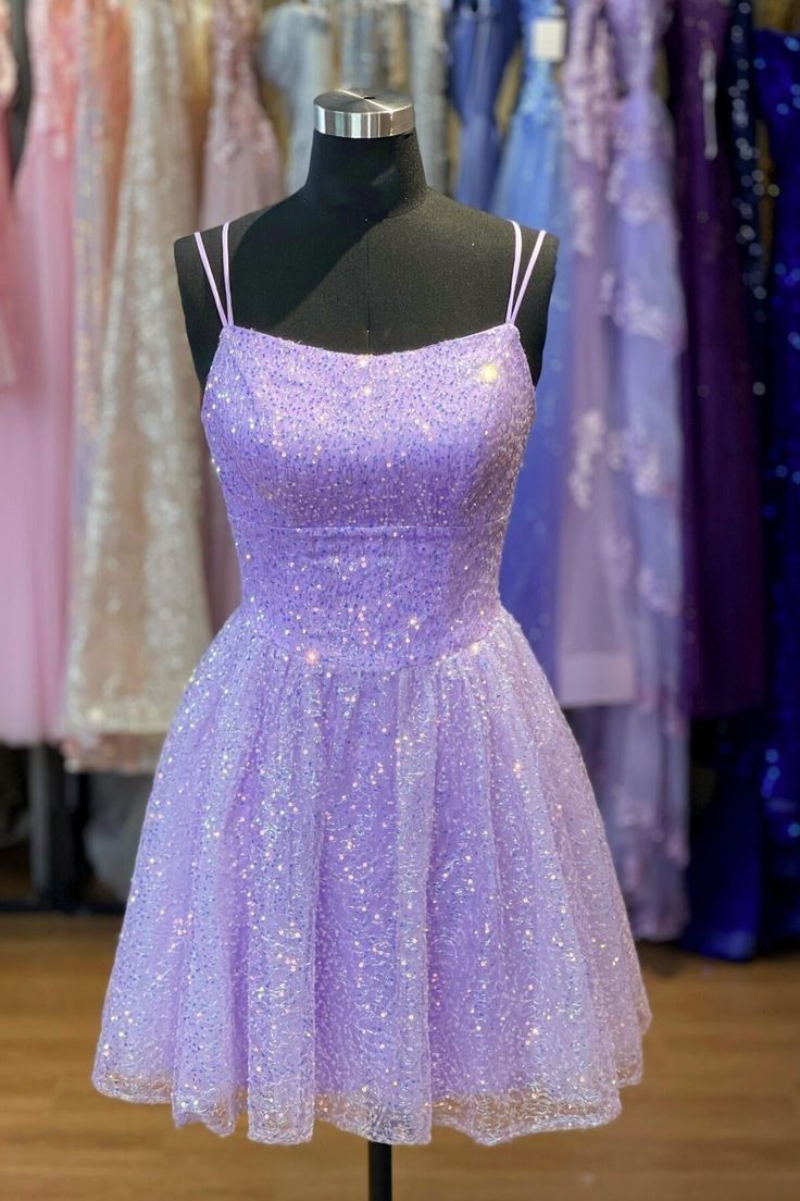 Shiny Homecoming Dress A Line Spaghetti Straps Short Birthday Party Dress Cocktail Dress      P5007