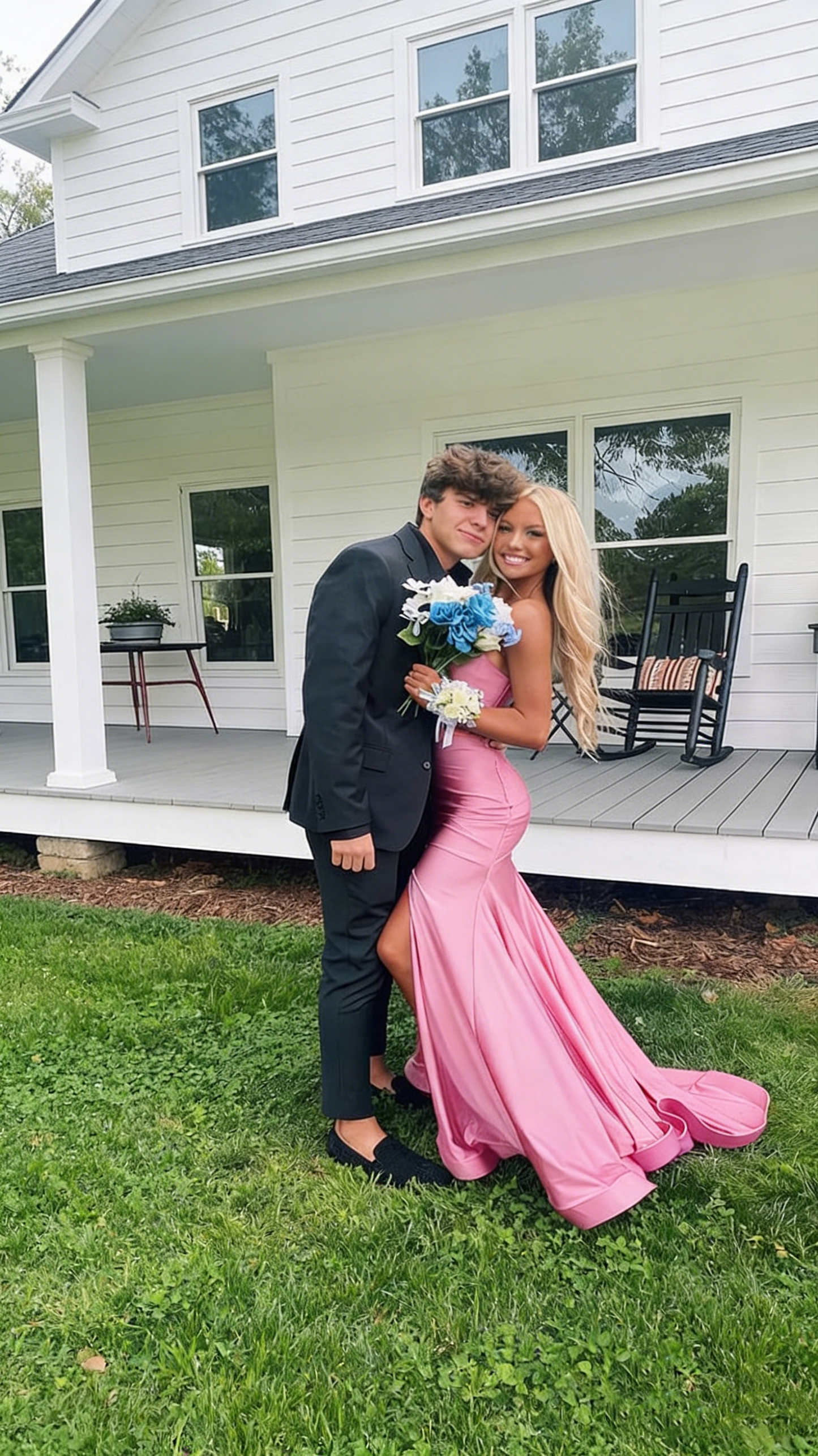 Sexy Mermaid Blue Slit Evening Prom Dress Birthday Outfits P645