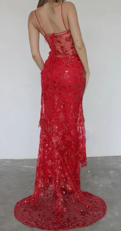 Beautiful Spaghetti Straps Lilac Birthday Party Dresses Lace Prom Dresses PD690