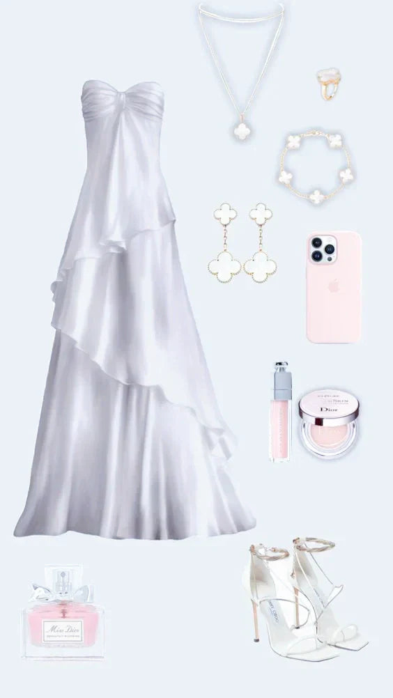 Sexy A line Sweetheart Party Dresses White Long Prom Dresses P940