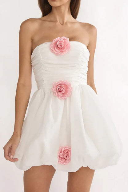 Pretty Satin A-Line Empire Straplsss Mini Homecoming Graduation Dress