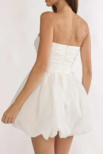 Pretty Satin A-Line Empire Straplsss Mini Homecoming Graduation Dress