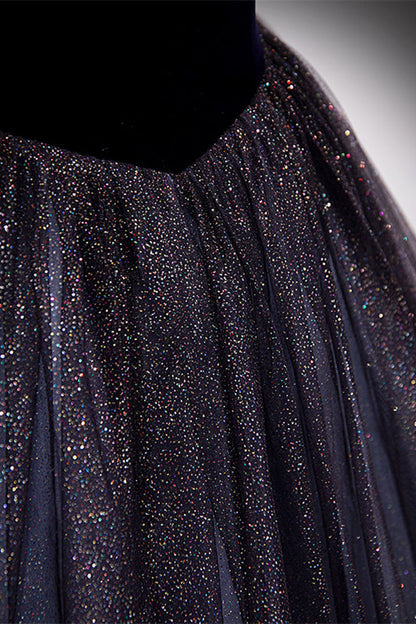 Sparkly Bateau Short Sleeves Two Tone Party Evening Dress