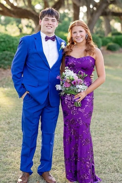 Purple Sweetheart Sleeveless Mermaid Lace Appliques Party Prom Dress