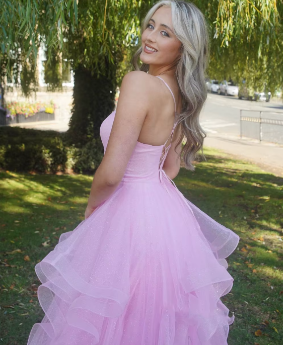 Pink fashion sweet long elegant tulle floor-length ball gown evening gown graduation gown coming of age ceremony gown gh3352