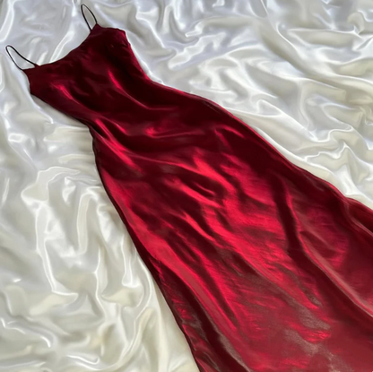 Red shiny elegant spaghetti straps long elegant tulle party dress prom dress evening dress gh3270