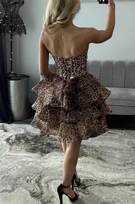girlhomeshops-🐆🖤🤎 Fashionable exquisite beaded leopard print A-line short homecoming dresses tight hoco dresses gh5811