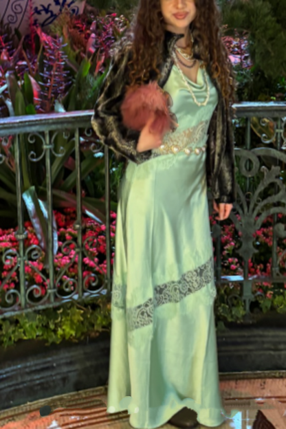 girlhomeshops-Wedding guest dress green exquisite lace long floor-length evening dress prom dress party dress gh5916
