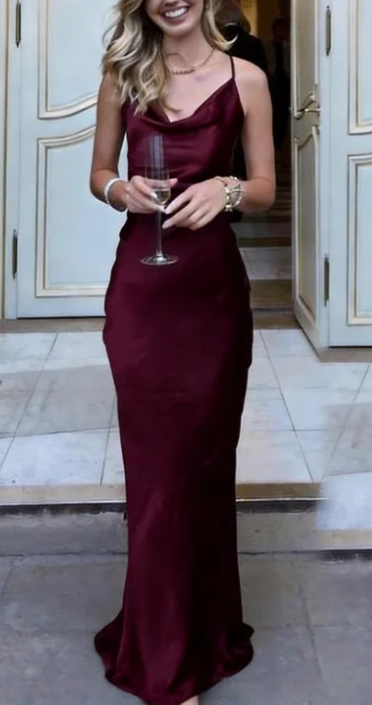 Sexy Sheath Sleeveless Party Dress Navy Blue Silk Satin Prom Dress P857