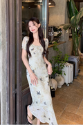 New Fashion Butterfly Design Short Sleeve Casual Floral Dress TP3016