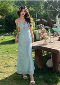 New Fashion Pink Floaral Design Short Sleeves A-Line Women Long Dress TP3047