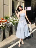 New Fashion Blue Stripe Design A-line Lace Spaghetti Strap Dress TP3384