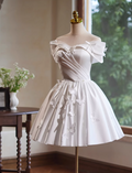 Elegant White 3D Butterflies Design A-line Off-the-shoulder Strapless Short Homecoming Dress TP3460