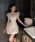 Fashion Beige Satin Sequin Butterfly Design A-line Spaghetti Strap Homecoming Dress TP3699