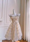 Chic Spaghetti Strap Beading A-line Tulle Party Dresses Homecoming Dresses, TP3796