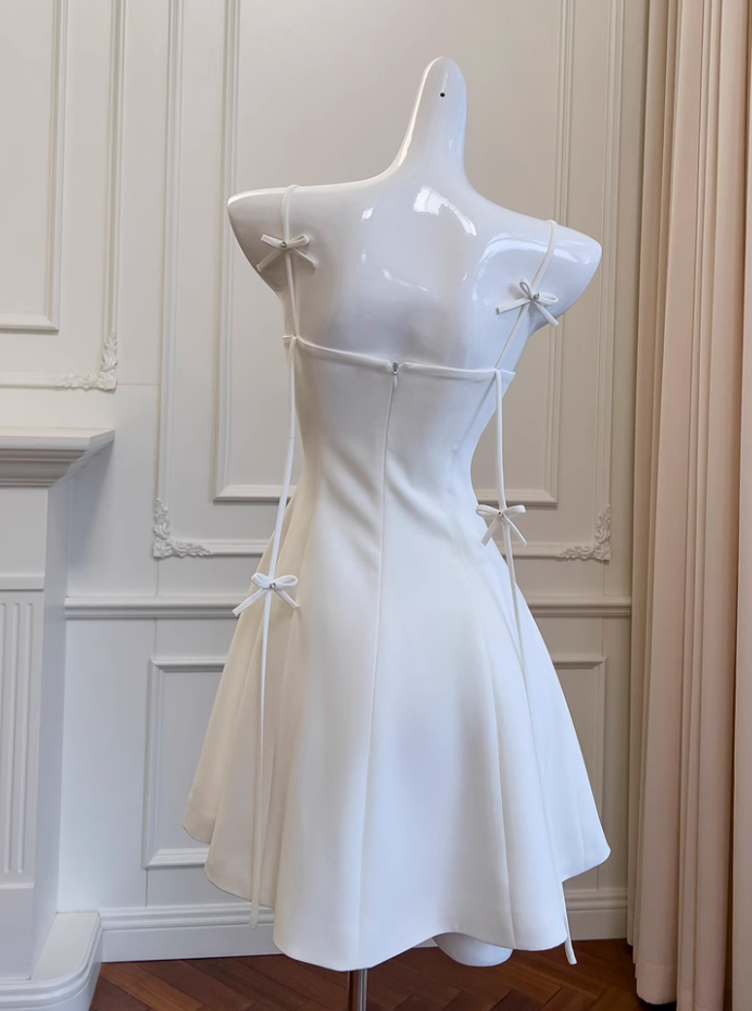 New Fashion Bow Design A-line Spaghetti Strap Party Dresses Homecoming Dresses, TP3809