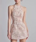 Vintage Beige Applique Sheath Short Party Dress Homecoming Dresses TP3936