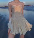 New Fashion White Sweetheart Spaghetti Strap Ruffled Hem Design Summer Party Dress TP3952
