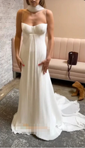 Elegant Crystal Cream Prom Dress Sheath Pleated Evening Gown Spaghetti Strap Party Dress Long Formal Dress TP4759